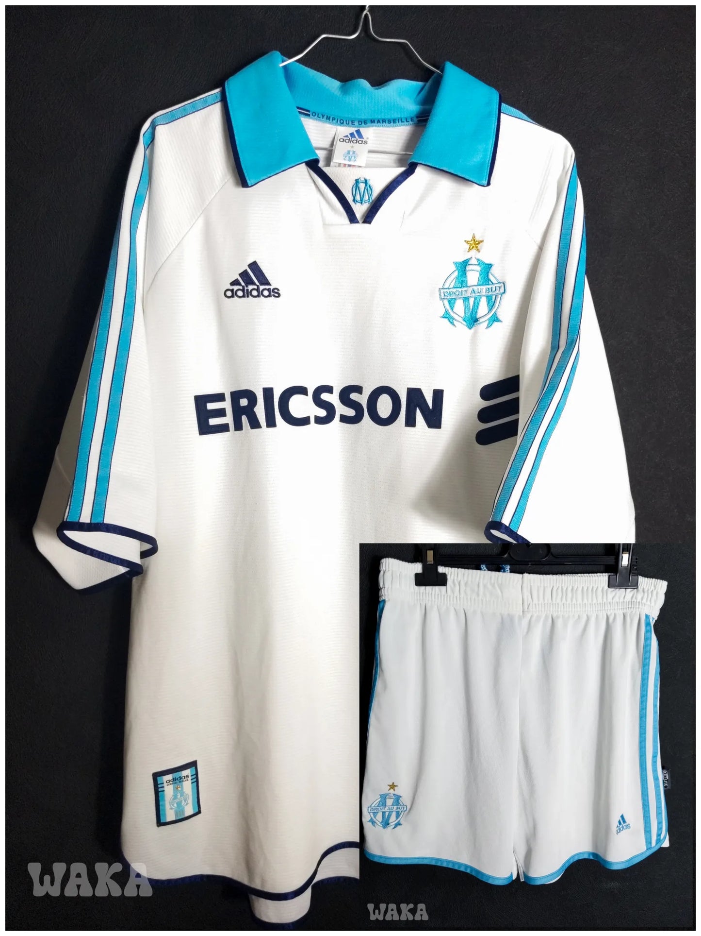 OM Olympique de Marseille 1999/2000 - PIRES - Home shirt + short - XL